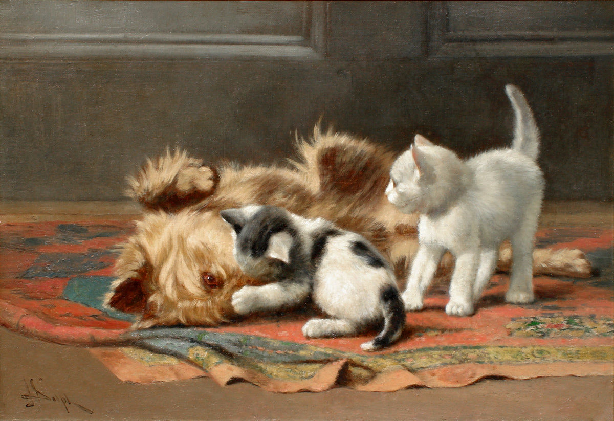 Playful Terrier and Kittens