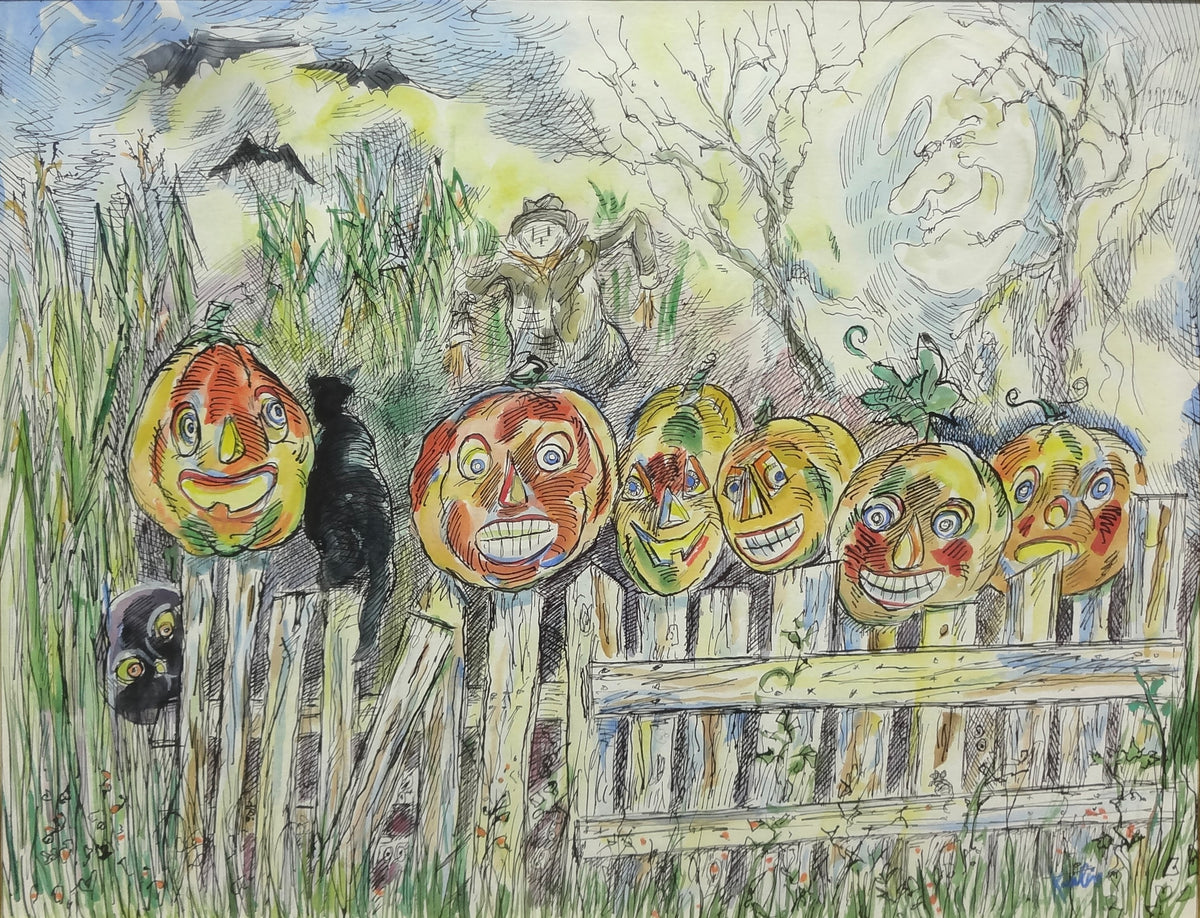 Old Devil Moon, Black Cat and Pumpkins