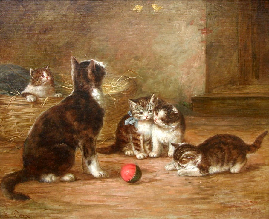 Kittens with Ball and Butterflies