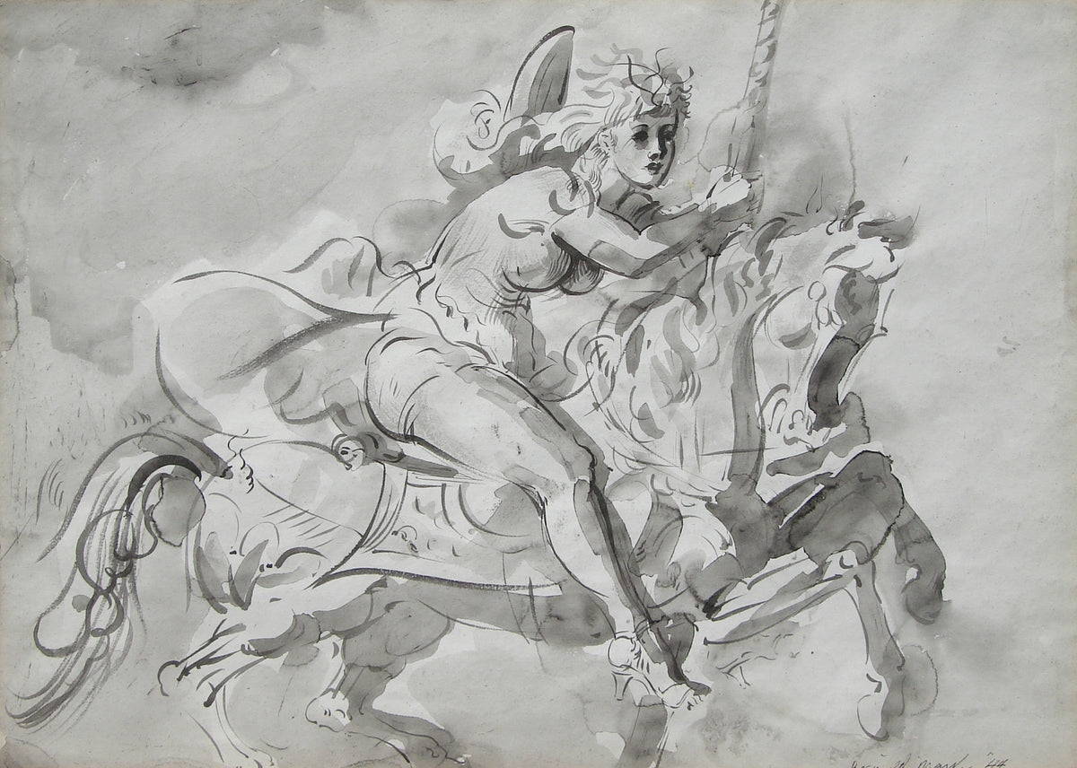 New York Girl on Carousel Horse, 1944